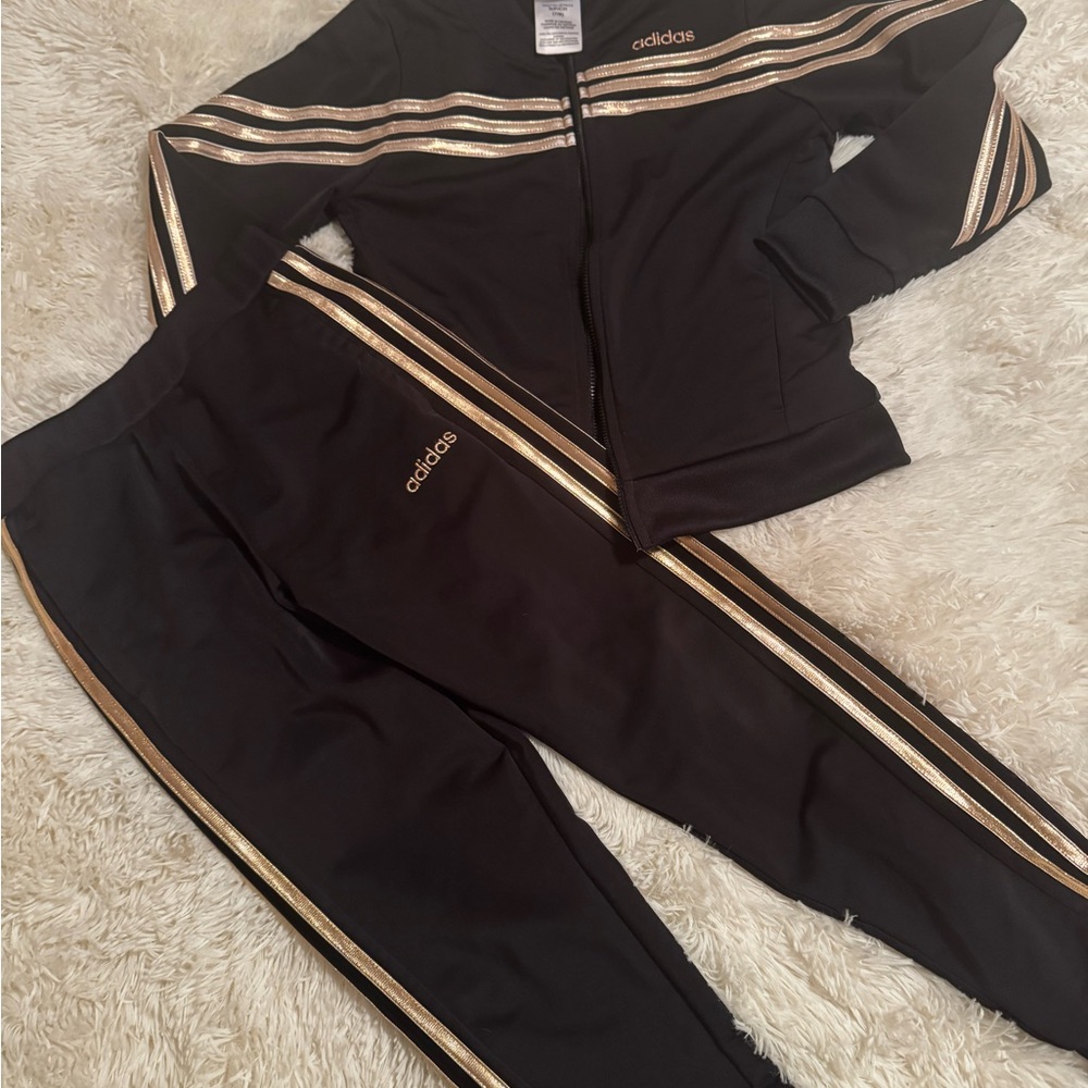 Adidas Kids Black and Gold Jogger Set